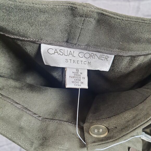 VTG Casual Corner 2 Piece Pant Suit Blazer Sz  8 + Pants Sz 10 Olive Green NWT - Picture 10 of 11